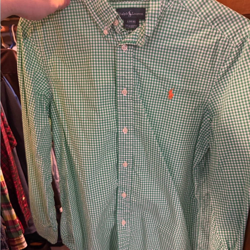 Ralph Lauren Men's Green Gingham Shirt